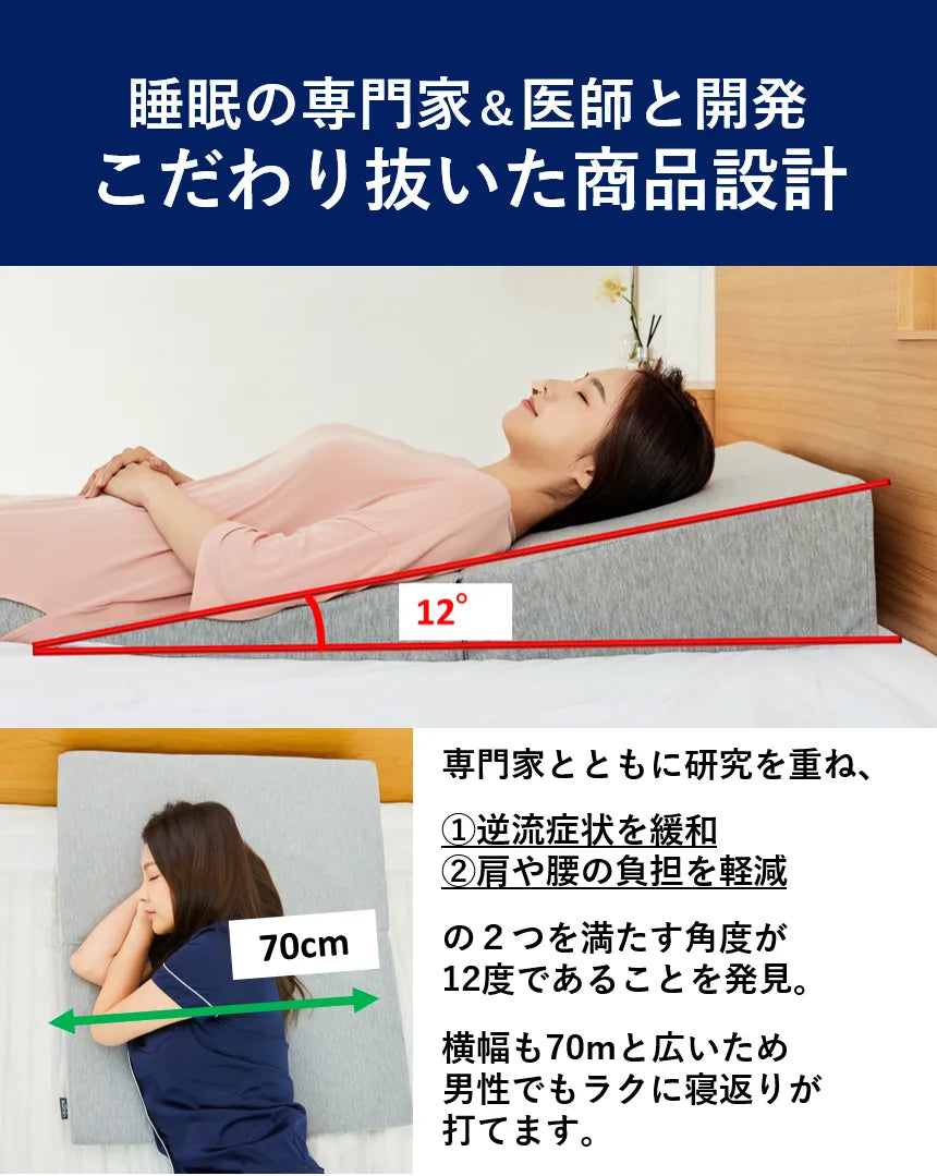 Dr.Shinウエッジピロー 【新品】睡眠の専門家＆医師とともに開発した、人間工学設計の三角枕